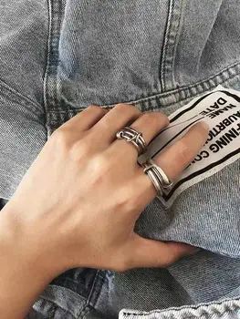 

fashion high-level sense German minority werkstatt serial couple trendy personality cold wind Gold Rose Gold Silver ring anillo