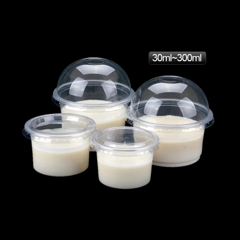 

100pcs High quality round disposable pudding jelly yogurt ice cream salad cup varies capacity transparent plastic cups with lids