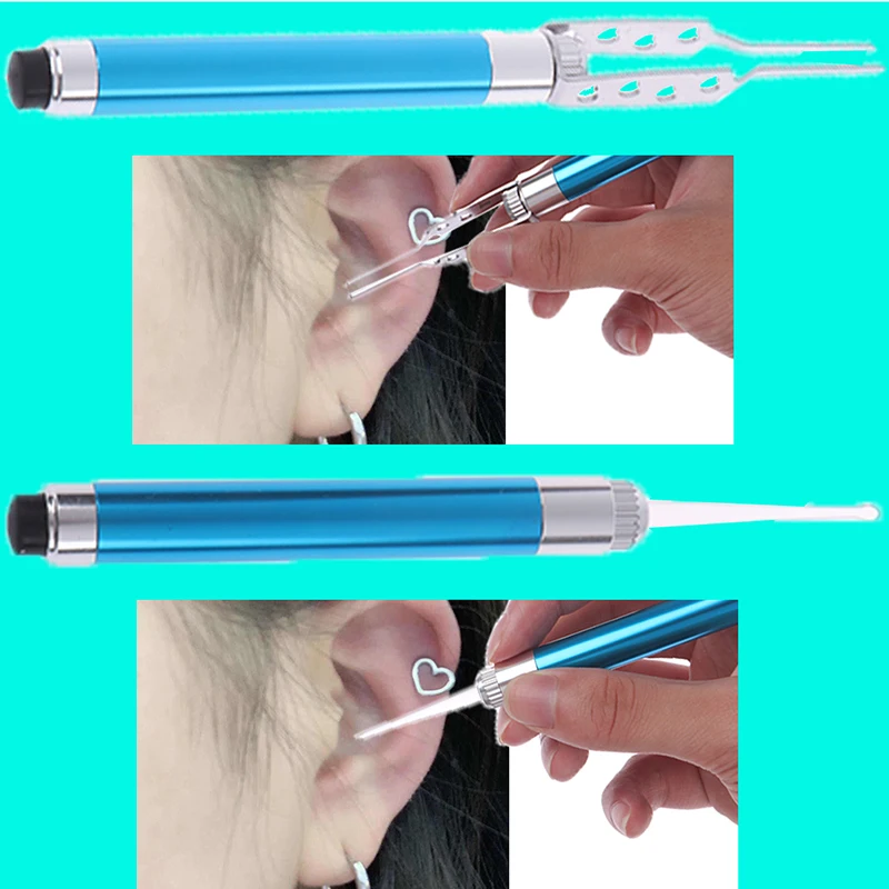 5in1 Ear Cleaner LED Flashlight Ear Wax Removal Tool+Soft Silicone Spoon Earpick Ear Care Tool Earpick Cleaning New