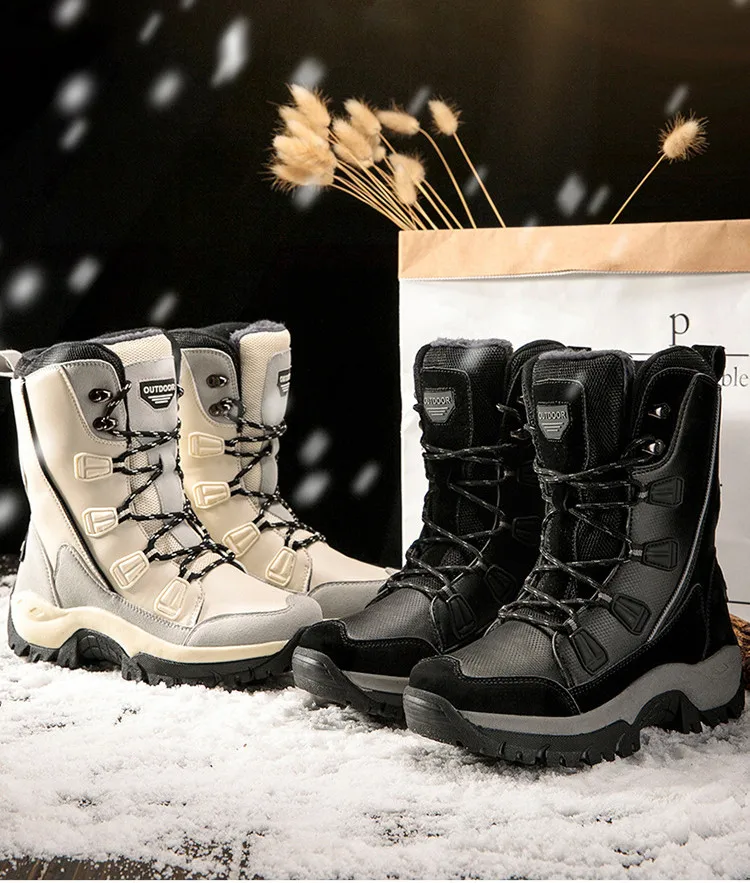Зимние высокие сапоги; женская теплая плюшевая зимняя обувь; натуральная шерсть; женские зимние сапоги; цвет белый, черный; обувь до середины икры на шнуровке