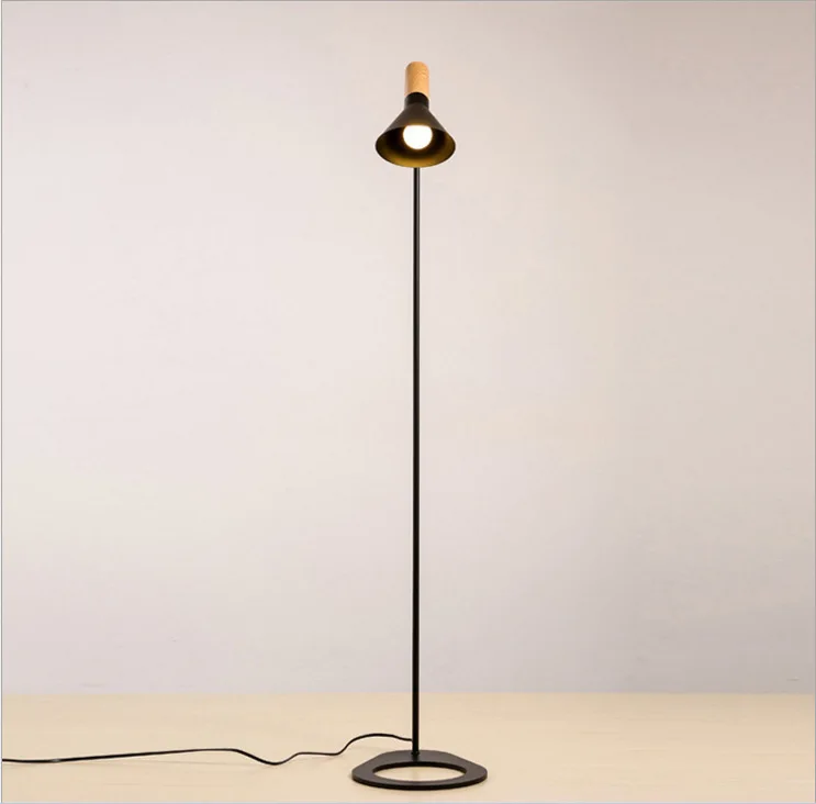 

Modern Northern Europe Imitate Wood Grain Iron Art To Ground A Living Room Bedroom Bed Front Desk Black White Led Floor Lamp