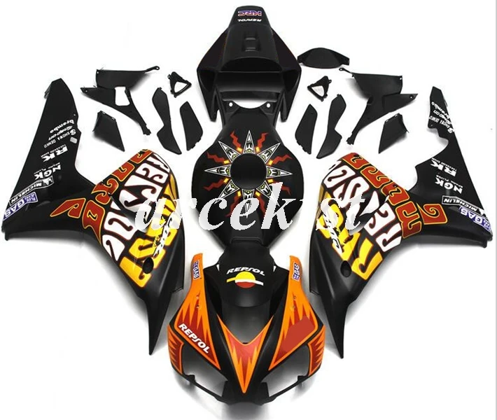Литьевая Форма ABS мотоцикл обтекатели комплект подходит для CBR1000RR 06 07 CBR 1000RR CBR1000 2006 2007 тела набор темно-синий - Цвет: black orange