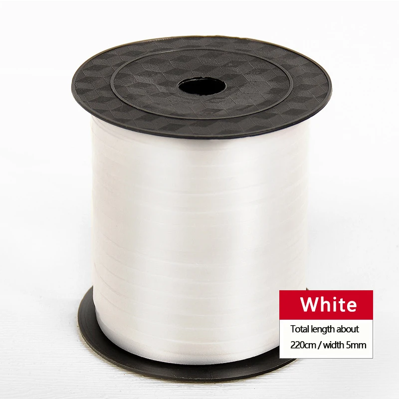 250Y White 250 Yards Balloons Ribbon Satin Ribbon Roll Wedding Birthday Party Decorations Gifts DIY Decor Ballons Accessories - Color: 250Y White
