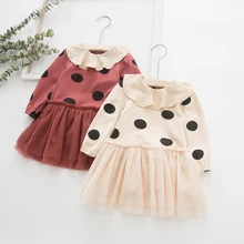 Зимнее платье с длинными рукавами для девочек; детское платье принцессы для девочек; осеннее платье-пачка для малышей; одежда; модный костюм для малышей