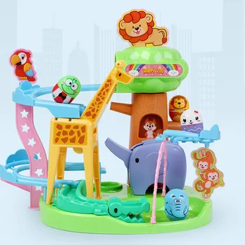 

DIY Cartoon Zoo Race Track Toy Manual Cartoon Anime Figure Adventure Game Educational Bend Flexible Assembled Slide Kids Toys