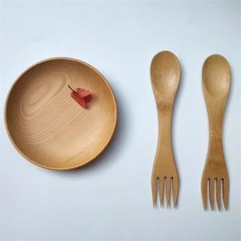 

Wooden Spoon Forks Set Stirring Scoop Coffee Multifunction Double Spoon Tableware Natural Wood Cutlery Coffee Tea Spoons
