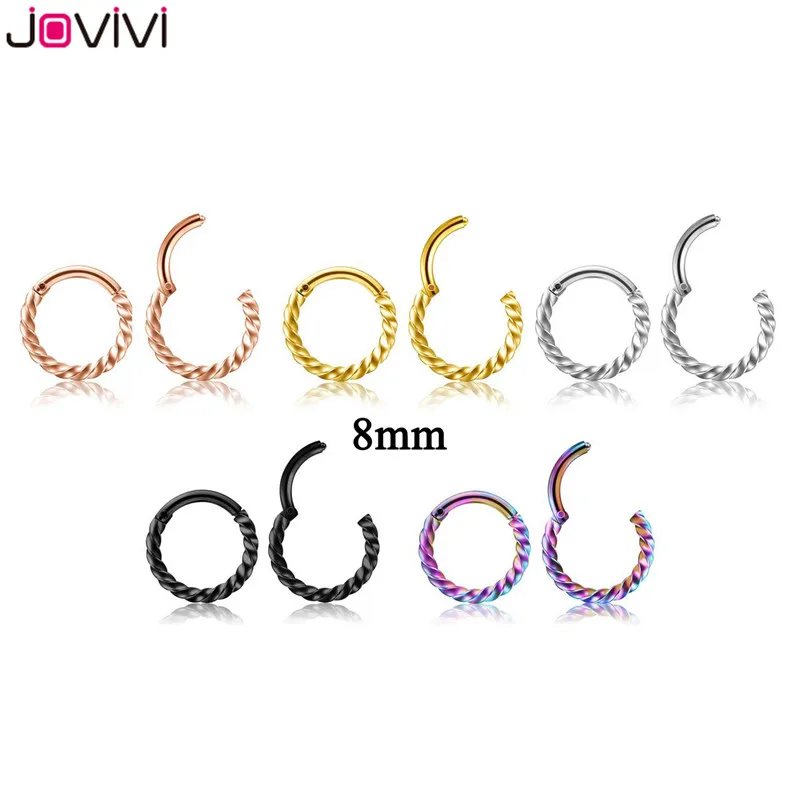 10pcs Mixed 8mm Jovivi Нержавеющая сталь 16 г 8 мм/10 мм Твист навесной пирсинг для носа с застежкой кольца пирсинг для носа хряща Tragus Daith перегородка пирсинг тела - Окраска металла: 10pcs Mixed 8mm