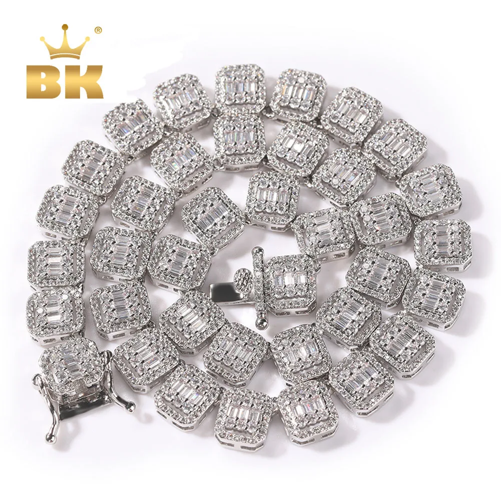The BLING KING 10mm Baguettecz Chain Paved Bling Square Cubic Zirconia Iced Out Link Chain Necklace Hiphop Jewelry Fior Gift