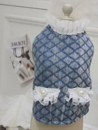 Pocket Style Зимняя одежда для собак, теплый утолщенный зажим для ткани, хлопок, шпилька, жемчуг, высокий воротник, кружево, стиль для маленьких собак, чихуахуа, мопса, пальто - Цвет: Pocket Style