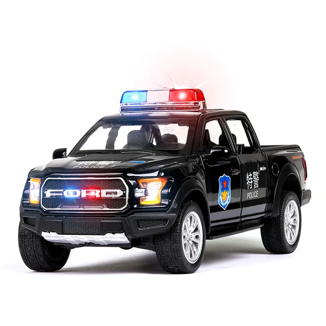 1/32 alaşım Ford F150 pikap Model oyuncak araba döküm ses ışığı geri çekin polis  arabası oyuncak araç çocuklar çocuklar için - AliExpress