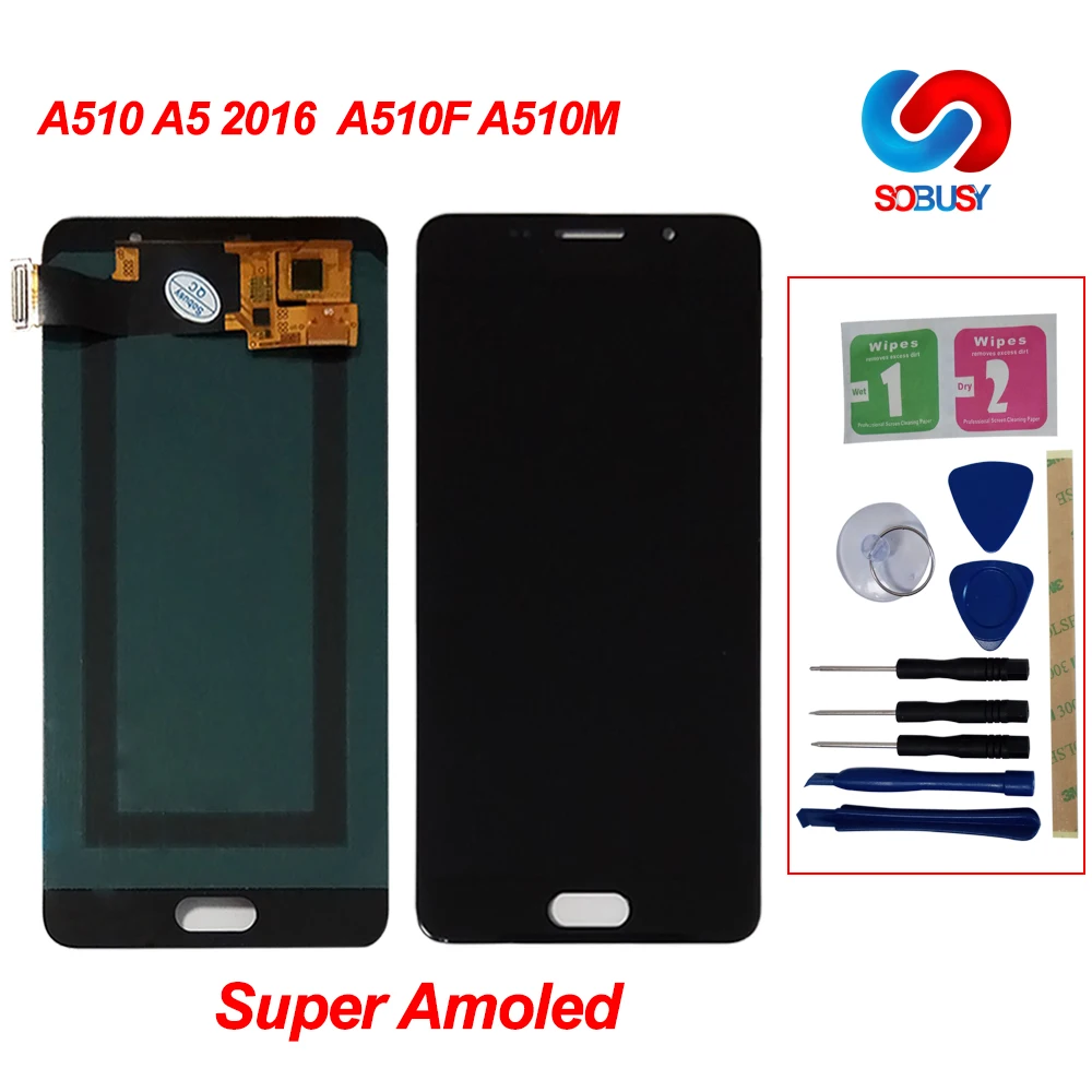 Высококачественный 100% тест супер AMOLED lcd для Samsung Galaxy A5 2016 A510F A510M A510FD A5100 A510Y