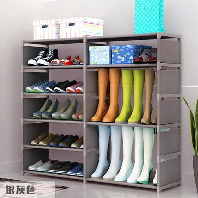 Простая Многоуровневая стойка для обуви нетканых материалов легкая сборка полки для хранения шкаф для обуви стильная Полочка для книг мебель для гостиной - Цвет: 7