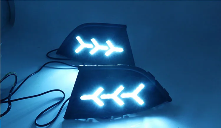 Qirun led drl дневные ходовые огни для MG GT- с динамическим движущимся желтым поворотным сигналом и синим ночным светом