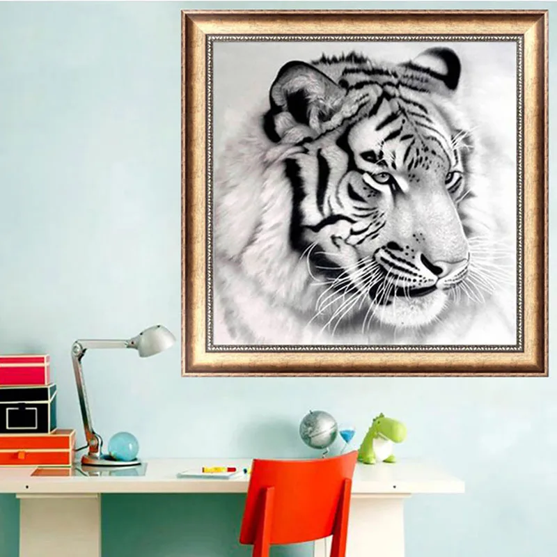 

DIY 5D Tiger Diamond Painting Cross Stitch Rhinestone Embroidery Home Decor Q6PE