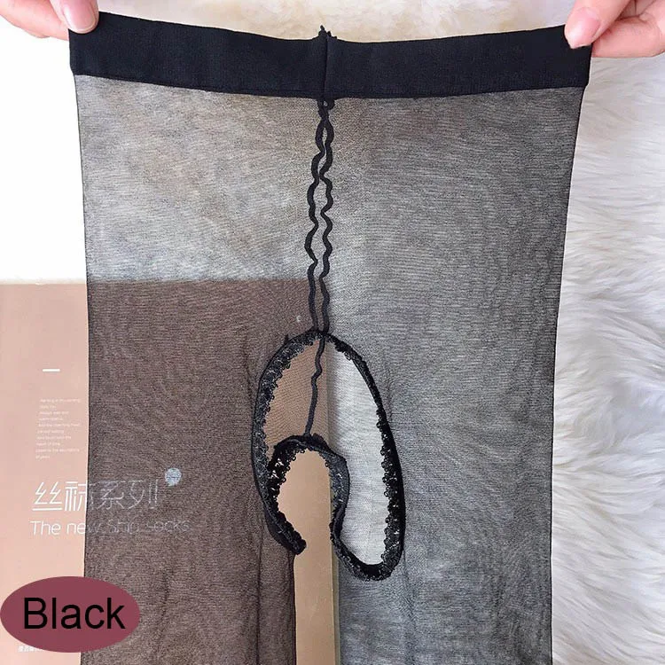 black 0D Для женщин пикантные модельные туфли на очень тонкие колготки невидимые колготки с открытой промежностью женские чулки колготки 1-образного силуэта бесшовные колготы средней длины - Цвет: black