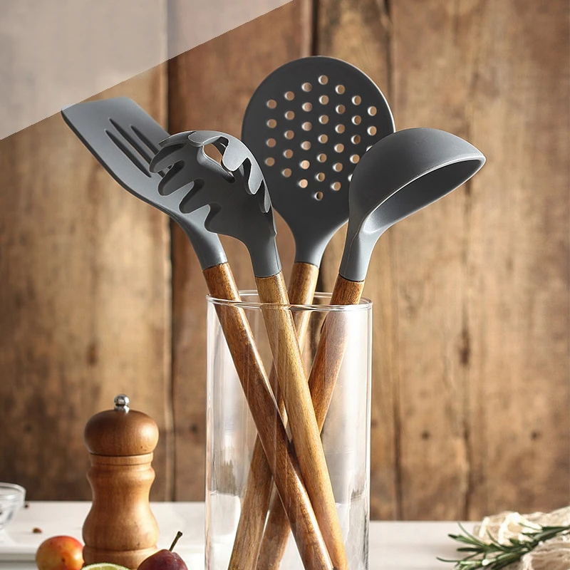 Силиконовая кухонная утварь лопатка ложка шпатель кухонные аксессуары дуршлаг