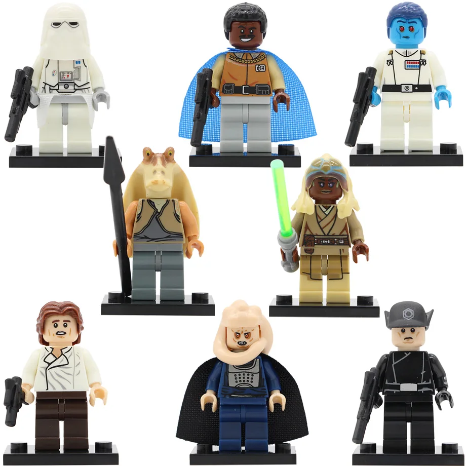 8 шт./лот, Набор фигурок из Звездных Войн R2d2, булава, винду, бойца, Рен, Дарта Вейдера, Падме, Люка, Йоды, строительные блоки, детские игрушки, рождественские подарки - Цвет: PG8050