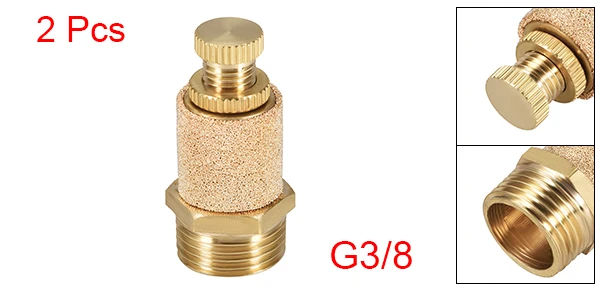 Uxcell спеченный Бронзовый глушитель выхлопа M5 G1/" 1/4" 3/" 1/2" латунный корпус Топ Регулируемый Пневматический Глушитель воздуха - Цвет: G3or8 2pcs