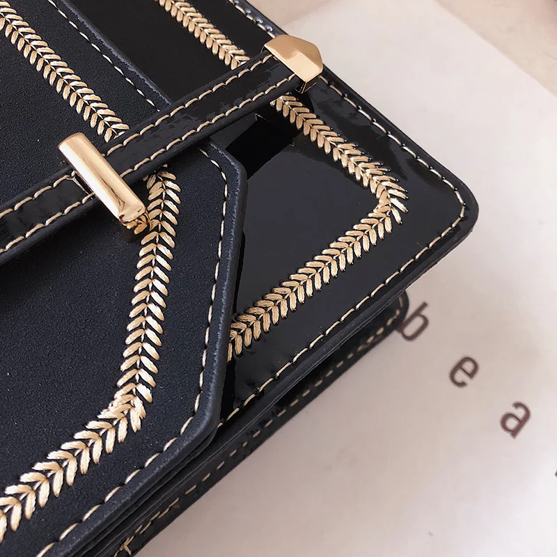 

2019 New Style British Style Contrast Color Square Sling Bag Dull Polish Simple Classic Shoulder WOMEN'S Bag