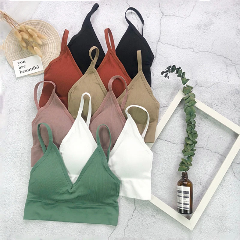 

Women Tank Crop Top Seamless Underwear Female Backless Crop Tops Sexy Lingerie Intimates With Removable Padded Camisole Fashion