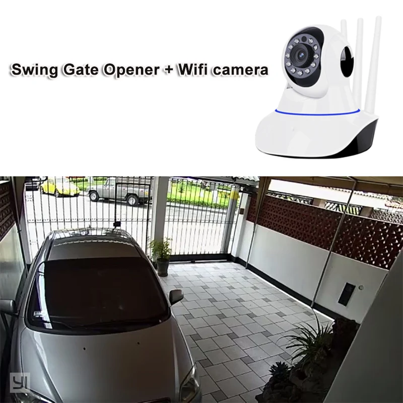 Автоматические Распашные Ворота привод открывания двери с 1080P wifi Предупреждение ющий Светильник ИК Фотоэлемент датчик 3 шт. пульт дистанционного управления полный комплект