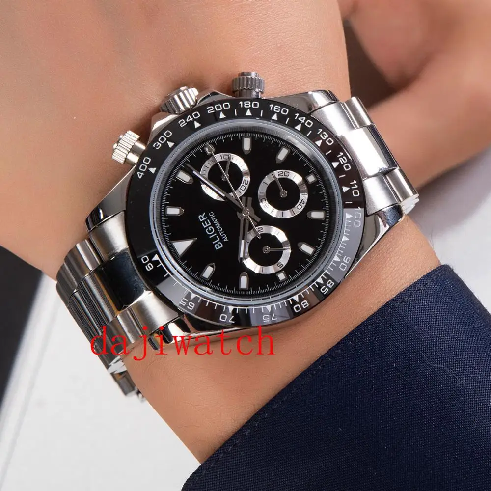 BLIGER39mm Топ бренд высокого качества Механические Мужские часы с функцией даты стекло автоматическое движение Мужчины