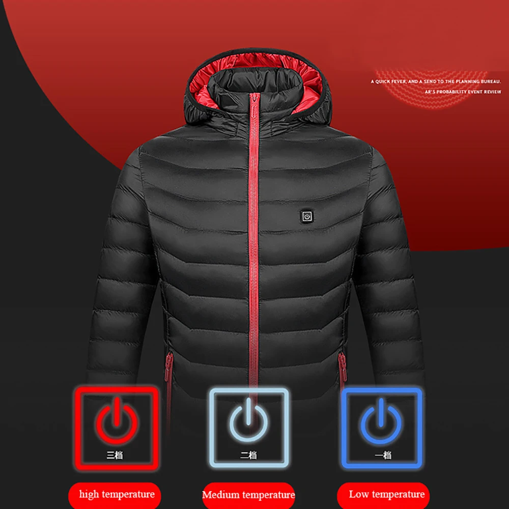 CYSINCOS, новинка, мужские куртки с подогревом, пальто для улицы, USB, теплая хлопковая куртка с капюшоном, водонепроницаемая ветровка, теплая зимняя теплая парка