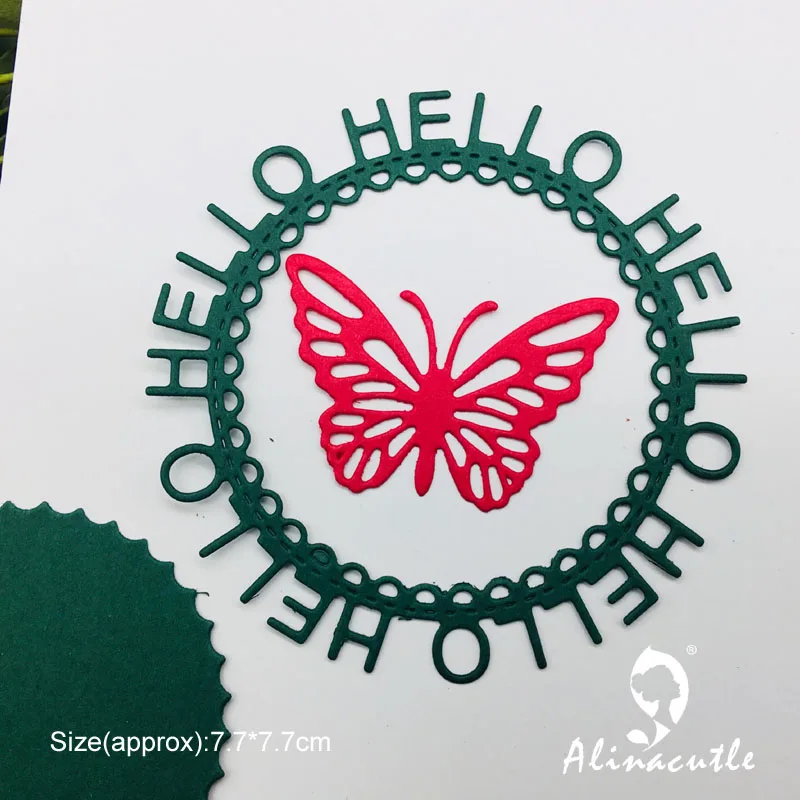 

Die Cut Metal Cutting die Hello butterfly Circle Scrapbook Paper Craft Handmade Card Punch Art Cutter Die Cut