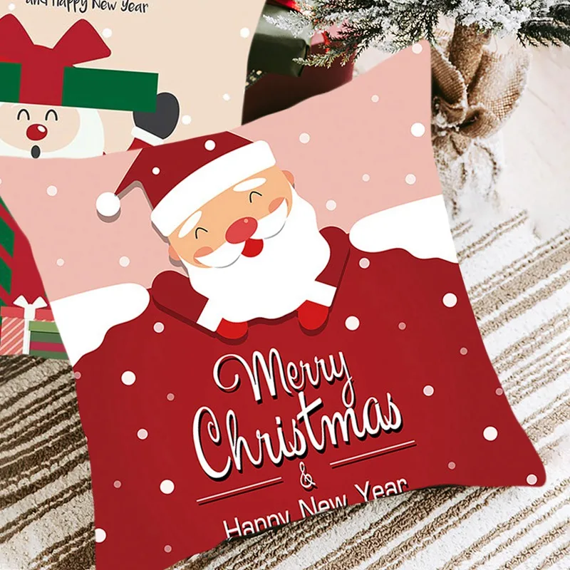Merry Christmas Cushion Cover Santa Claus Elk Christmas Decoration For Home 2021 Christmas Ornaments Natal Navidad New Year 2022
