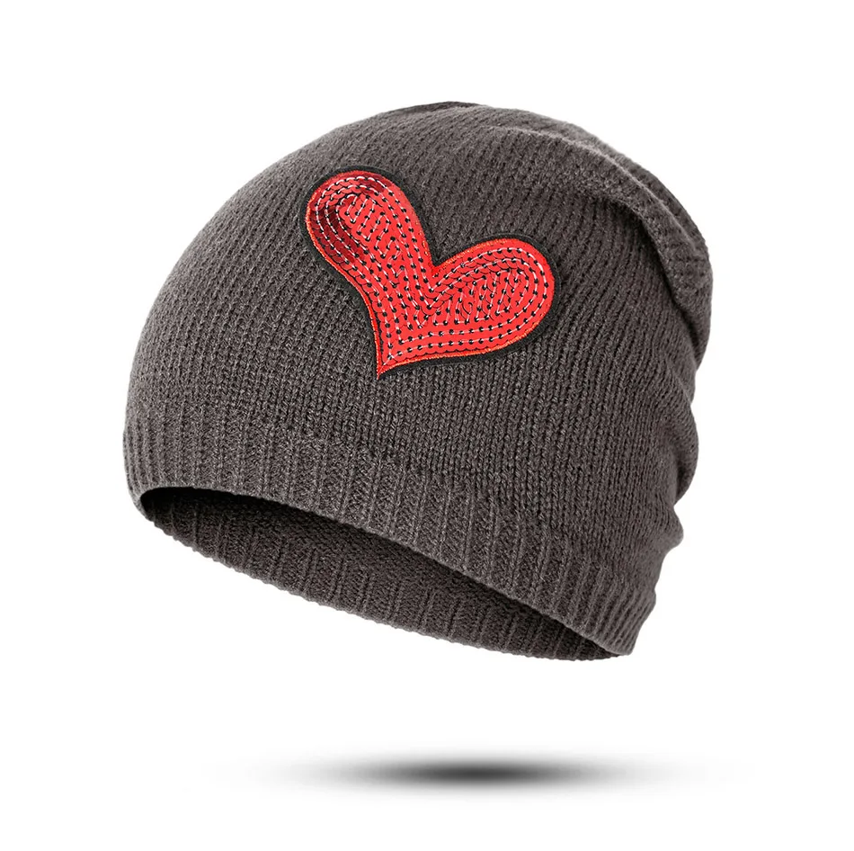 Женская шапка с узором в виде сердца, унисекс, Skullies Beanies, женская вязаная шапка, мужские милые шапки, зимние шапки, шапки для женщин и девочек, Skullies