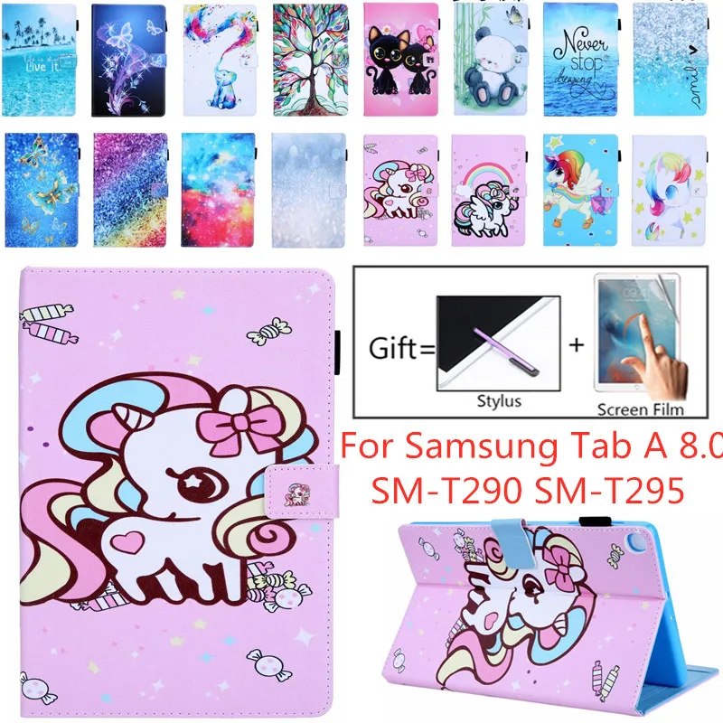 Милый кожаный чехол с единорогом для Samsung Tab A 8 0 планшета рисунком из мультфильма