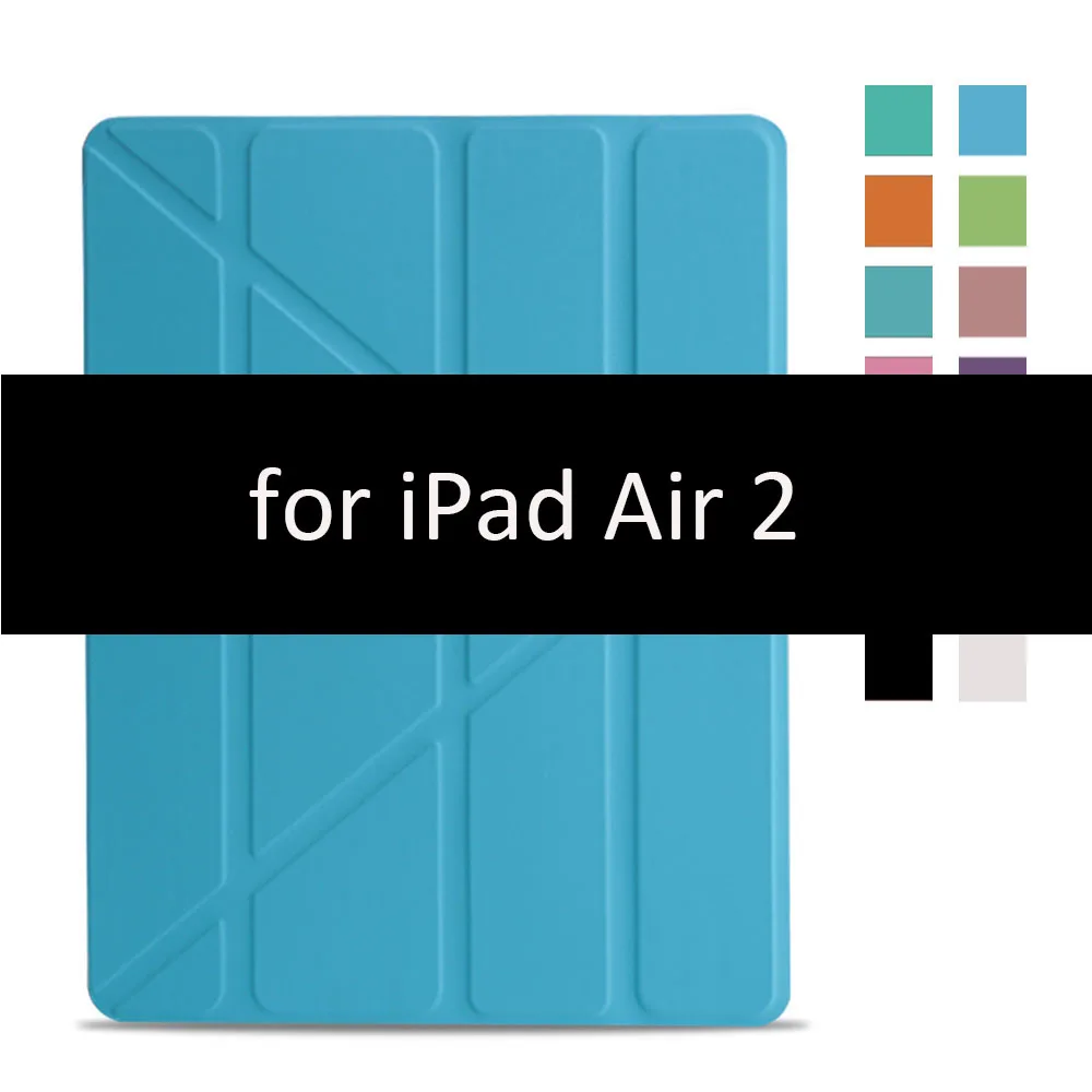 Чехол для iPad Air 2 1, чехол, из искусственной кожи и ультратонкая задняя крышка из поликарбоната, умный чехол, Магнитный чехол для iPad air 2, A1566, A1567, откидная подставка - Цвет: Blue-2