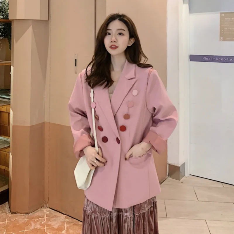 

Women Blazer Jacket OL Notched Collar Casual Loose Jackets 2019 Spring Autumn Coat New Fashion Female Suits Outwear Coat