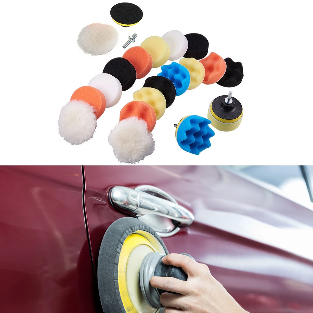 

25Pcs Replaceable Sponge Wheel Soft Auto With Drill Adapter Machine Waxing Accessories Car Polishing Parts Tool Buffer Pads Set