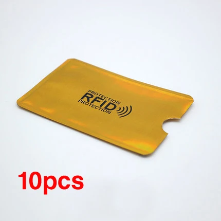 10PCS Brand New High Quality Anti Rfid Shielding Card Reader Lock Bank Card Sleeve Protection ID NFC Aluminum Credit Card Sleeve golden (10pcs)