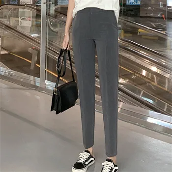 

Women's style work and leisure design points suit pants 2020 new straight feet high waist slim large size Harem pants
