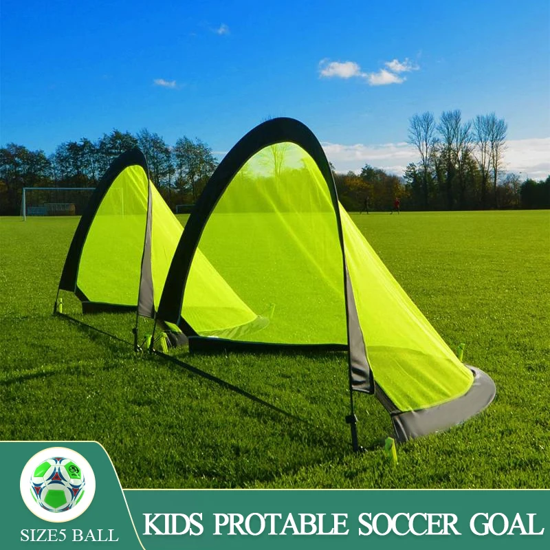 

WISHOME Kids Soccer Goal Set with Size4 Football Goal Portable Foldable Soccer Goal Net for Backyard Futbol Gate Family Toy
