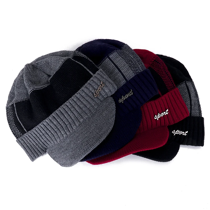 Высококачественные хлопковые зимние шапки с меховыми полями Skullies Beanies, шапка для мужчин и женщин, шерстяные шапки, маска Gorras Bonnet, вязаная шапка