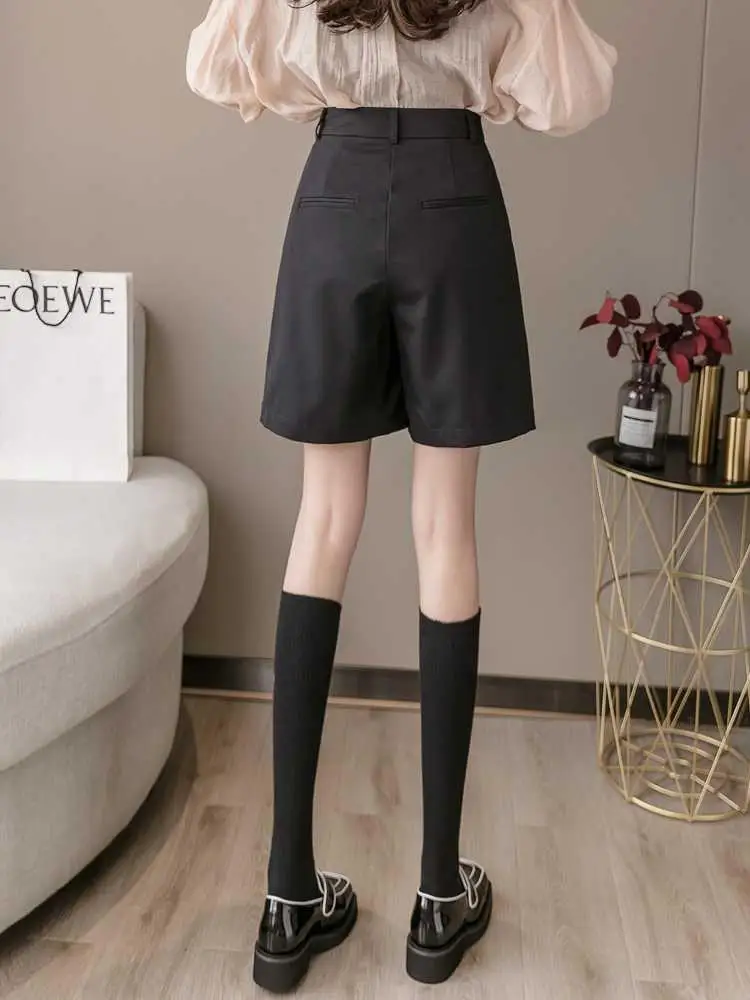 Half Long Summer High Waist Shorts Women Casual Loose Ladies Fashion Plus Size Knee Length Wide Leg Shorts Streetwear Female