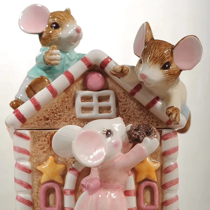 European-style Ceramic Germination Mouse Candy Can Zodiac Mouse Home Storage Pot Home Decoration Gift Crafts 4