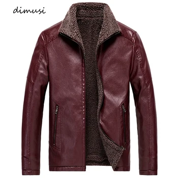 

DIMUSI Winter Faux Leather Jackets Men Fleece Thick Warm Motorcycle Coats Male PU Leather Slim Windbreaker Jackets Clothing 8XL