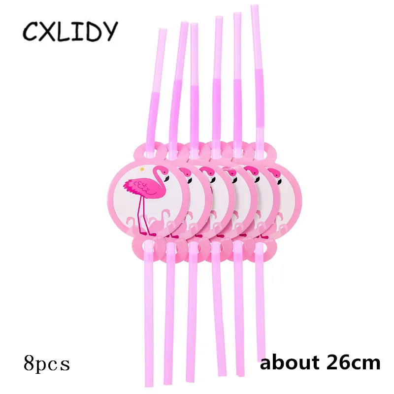 Flamingo Festival Party Set Children's Birthday Decoration Cutlery Set Paper Tray Straw Cup Candy Box Invitation Card qq173 (8)