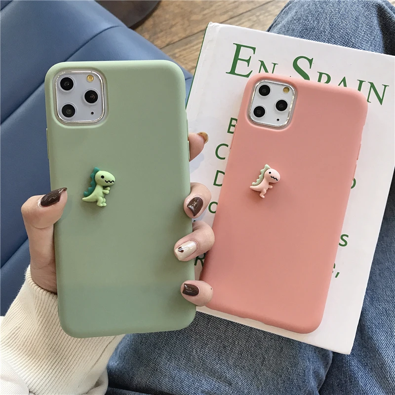 Мягкий силиконовый чехол для iPhone 11 Pro X XR Xs Max 6 6s 7 8 Plus, милый 3D мультяшный динозавр слон кошка мышь коготь
