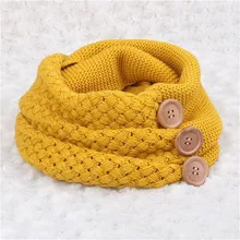Inverno quente malha infinito cachecol marca de luxo feminino cor sólida crochê padrão básico grosso botão grande malha snood anel cachecol