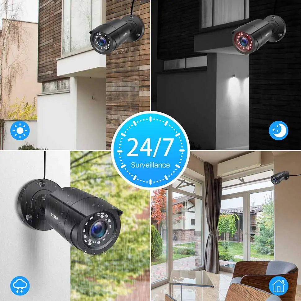 ZOSI 2.0MP 1080p Outdoor Indoor Security Camera 4-in-1 TVI/CVI/AHD/CVBS CCTV Camera For analog Home Surveillance DVR System 5