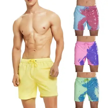 

Men Temperature Sensitive Color Changing Drawstring Swimming Trunks Beach Shorts