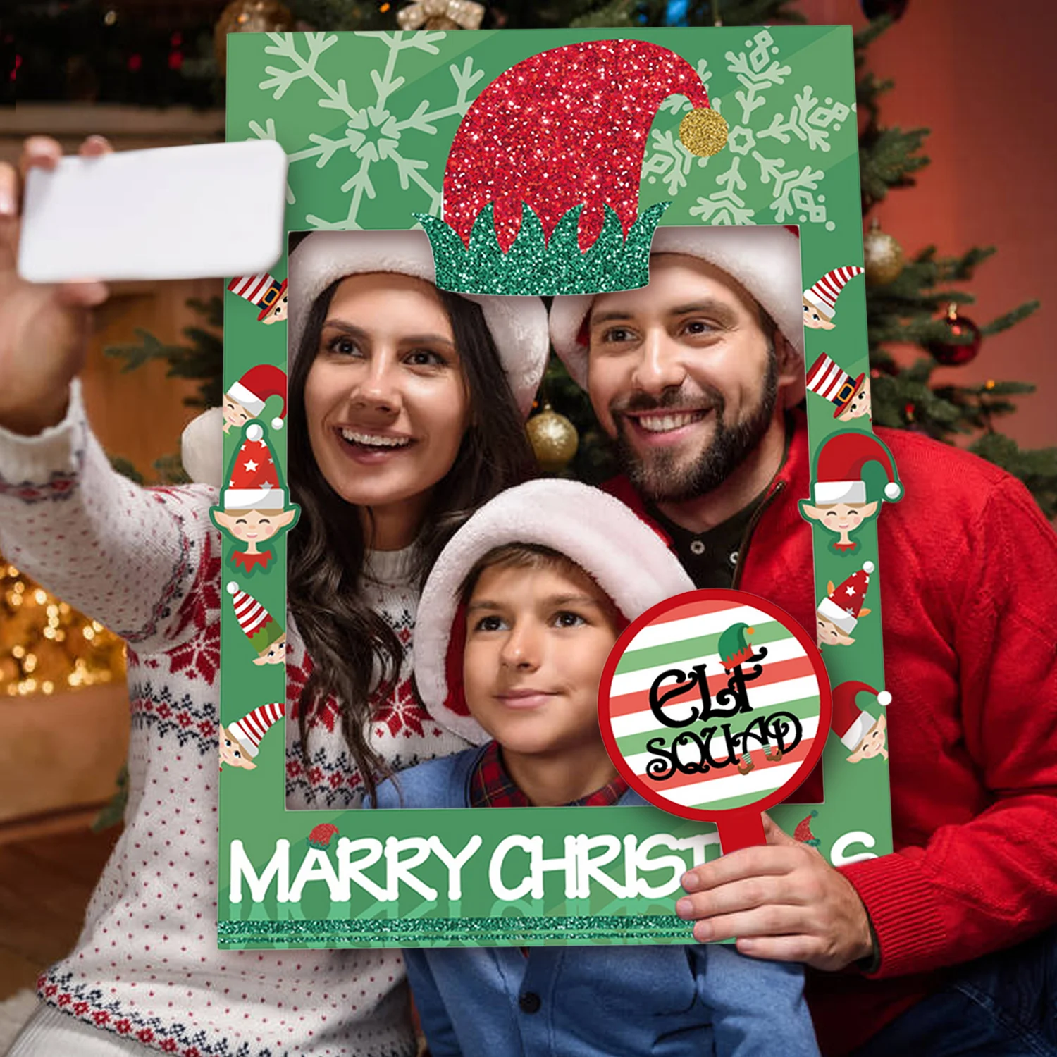 Behogar Merry Christmas забавная рамка для селфи с 1 комплектом фото стенд реквизит для рождественской зимней тематики товары для праздников и вечеринок