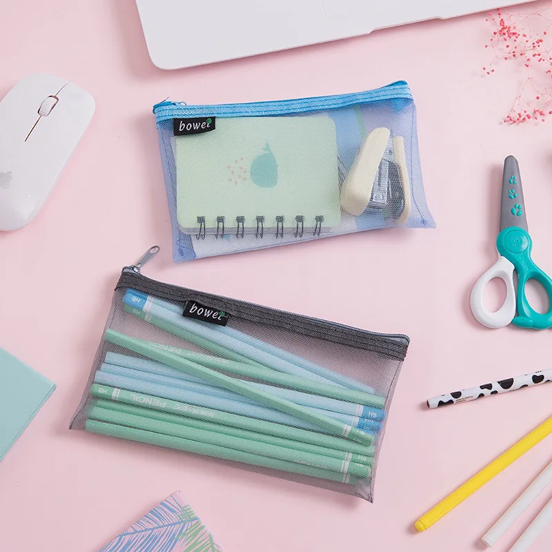 1 шт. Простой Прозрачный сетчатый пенал для карандашей офисные студенческие