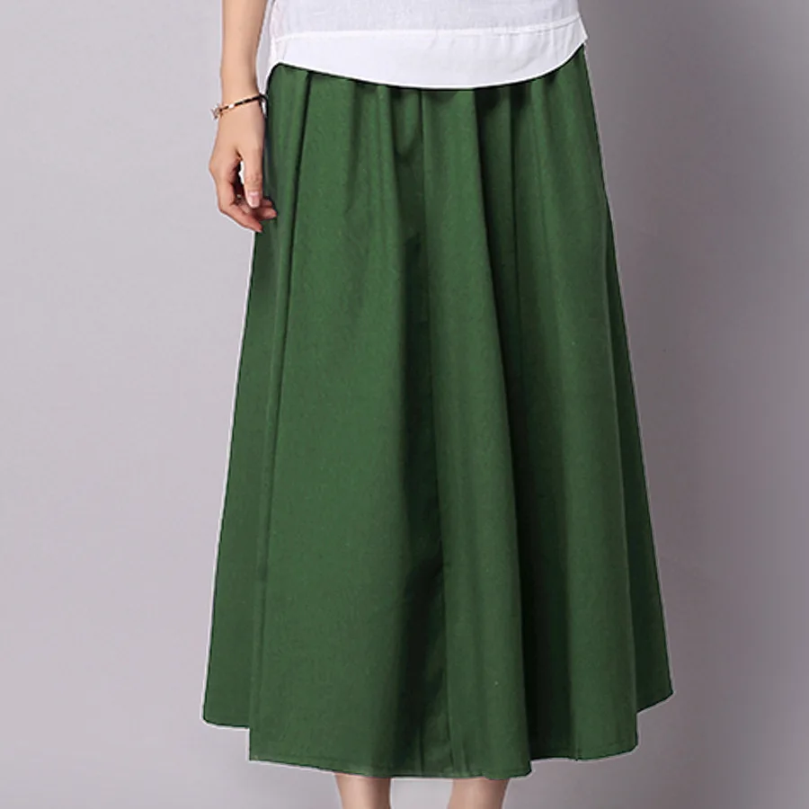 

Women Autumn Long Skirt Bottoms Maxi Skirts Vintage Ladies Fashion Pleated Flared Korean Wrap Style Skirt