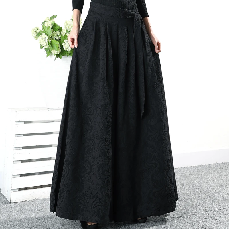 black GCC3225 XITAO/плиссированные прямые широкие брюки; модная эластичная резинка на талии; карманная повязка; коллекция года; сезон весна; длинные брюки; GCC3225 - Цвет: black GCC3225